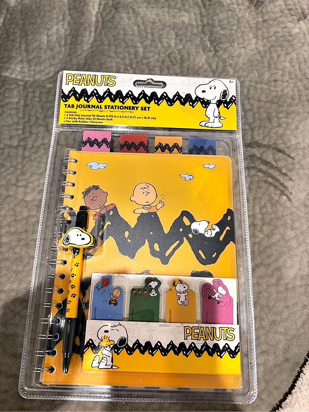 Peanuts Tab Journal Stationery Set Yellow & Black